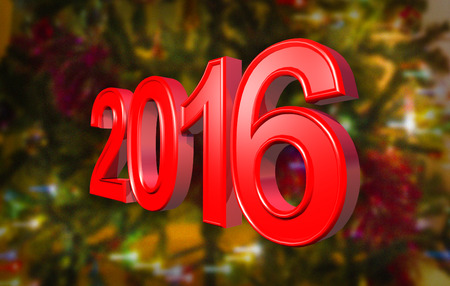 postcard - Happy New Year 2016 with red text