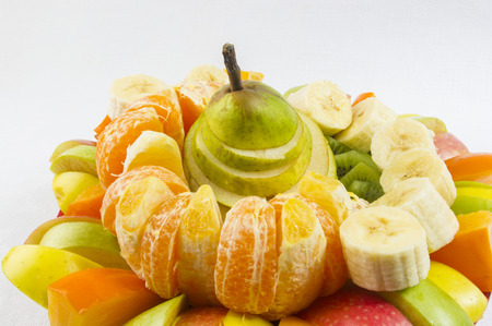 Assortment of exotic fruits on white backgroundの写真素材