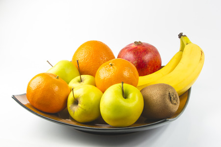 Assortment of exotic fruits on white backgroundの写真素材
