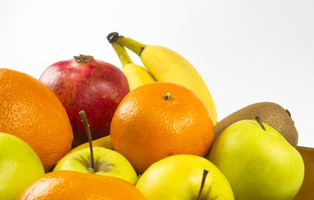 Assortment of exotic fruits on white backgroundの写真素材