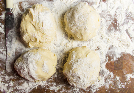 floured the dough on a wooden Board