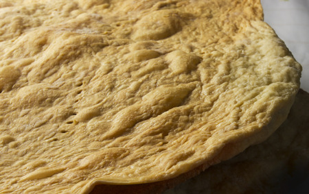 baked piece layers for to prepare big holiday cakeの写真素材