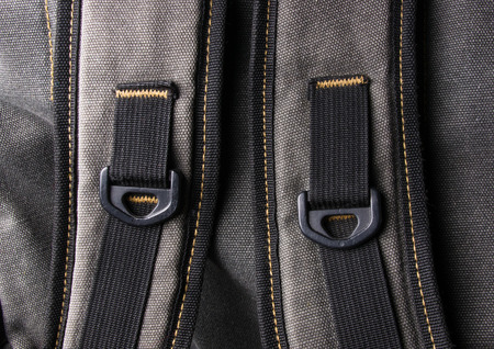 closeup of a pockets in the brown backpack