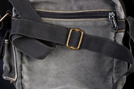 small black shoulder bag messenger burlap fabricの写真素材