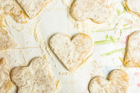 homemade cookies in powdered sugar, closeup, macro
