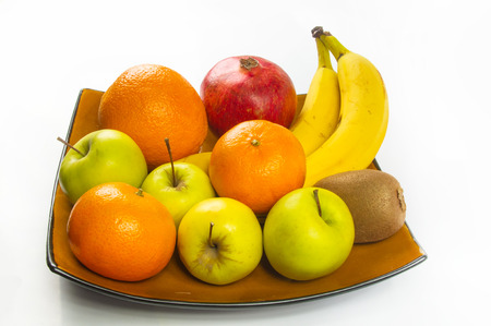 Assortment of exotic fruits on white backgroundの写真素材