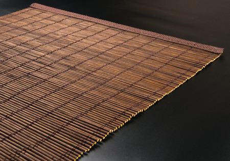brown bamboo Mat - stand food, close-up, macroの写真素材