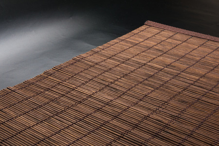 brown bamboo Mat - stand food, close-up, macroの写真素材