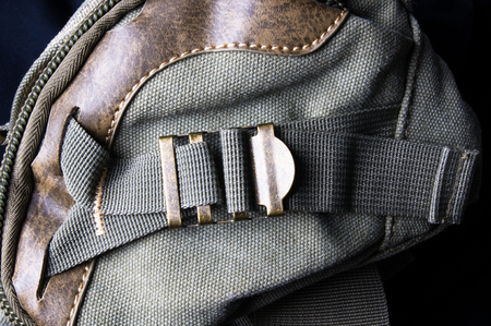 closeup of fittings and zips hand bagの写真素材