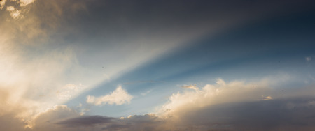 Landscape with dramatic light - beautiful golden sunset with saturated sky and clouds, peaceful...
