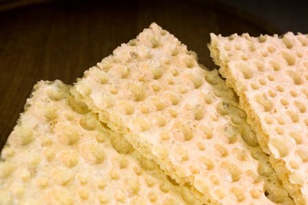 diabetic diet crunches - crispy waffle bread from wheat, texture close-up