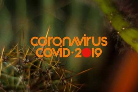 Concept background for news about the novel coronavirus COVID-19 - text and symbol. Chinese coronavirus outbreak, Middle East respiratory syndrome coronavirus.の写真素材