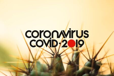 Concept background for news about the novel coronavirus COVID-19 - text and symbol. Chinese coronavirus outbreak, Middle East respiratory syndrome coronavirus.の写真素材