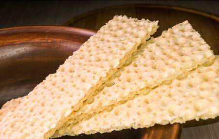 diabetic diet crunches - crispy waffle bread from wheat, texture close-upの写真素材