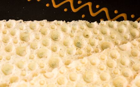 diabetic diet crunches - crispy waffle bread from wheat, texture close-upの写真素材