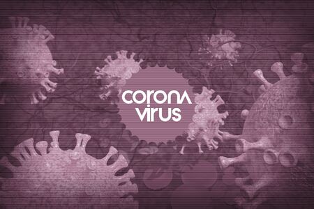 Background concept for news about the coronavirus COVID-19 pandemic. Microscope virus and lettering close up, 3d rendering.の写真素材