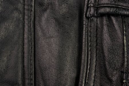 Old vintage genuine soft black leather texture background, top layer with pores and scratches, macroの写真素材