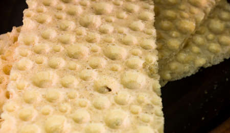 diabetic diet crunches - crispy waffle bread from wheat, texture close-upの写真素材