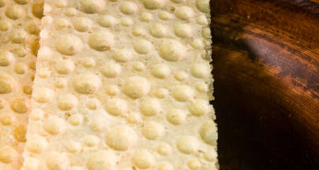 diabetic diet crunches - crispy waffle bread from wheat, texture close-upの写真素材