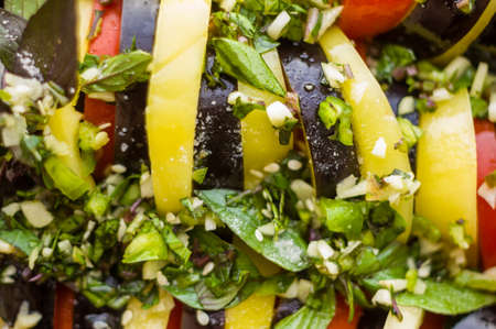 Ratatouille Diet Vegetarian Vegan Food - A traditional French Provencal vegetable dish, raw ingredients for baking in the oven.の写真素材