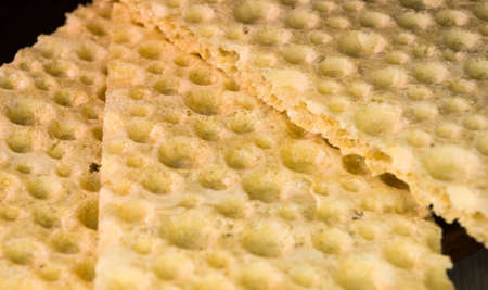 diabetic diet crunches - crispy waffle bread from wheat, texture close-upの写真素材