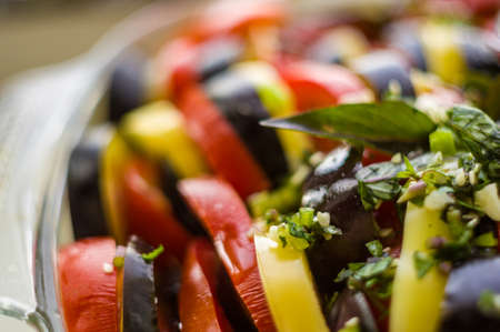Ratatouille Diet Vegetarian Vegan Food - A traditional French Provencal vegetable dish, raw ingredients for baking in the oven.の写真素材