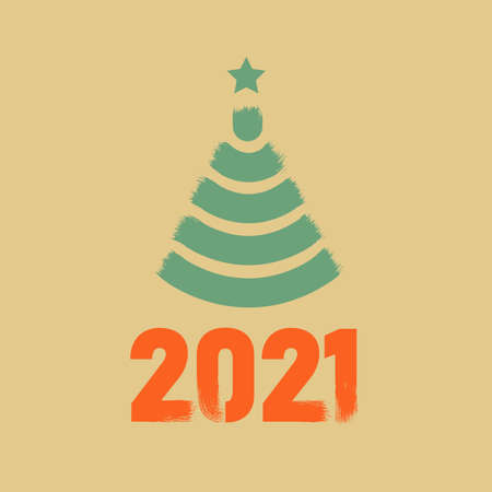 Happy New Year 2021 colored symbol and text in trendy flatten style design for seasonal holidays flyers, greetings and invitations cards and christmas themed congratulations and banners. Vector illustrationのイラスト素材
