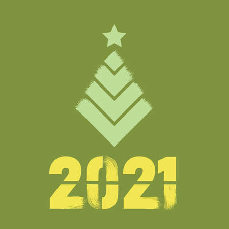 Happy New Year 2021 colored symbol and text in trendy flatten style design for seasonal holidays flyers, greetings and invitations cards and christmas themed congratulations and banners. Vector illustrationのイラスト素材