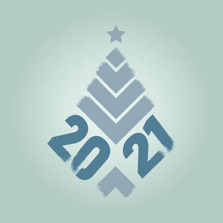 Happy New Year 2021 colored symbol and text in trendy flatten style design for seasonal holidays flyers, greetings and invitations cards and christmas themed congratulations and banners. Vector illustrationのイラスト素材