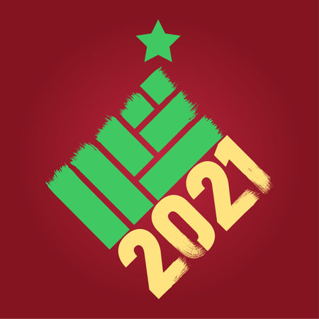 Happy New Year 2021 colored symbol and text in trendy flatten style design for seasonal holidays flyers, greetings and invitations cards and christmas themed congratulations and banners. Vector illustrationのイラスト素材