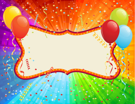 Birthday Card with balloons and confetti. RGB EPS 8 with global colors vector illustration.のイラスト素材