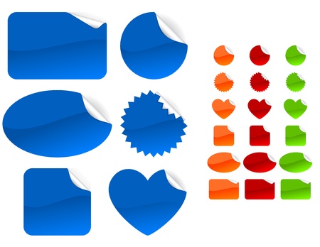 Six different forms and four different colors set of shiny stickers. EPS 8 RGB with global colors vector illustration.のイラスト素材