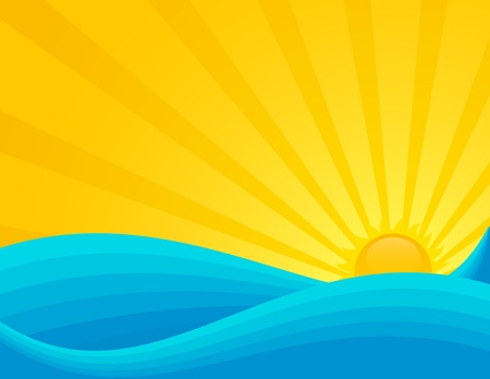 Wavy sea sunset or sunrise. EPS 8 RGB with global colors vector illustration. のイラスト素材