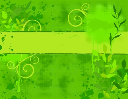 Spring grungy banner with foliage. EPS 8 CMYK with global colors vector illustration.のイラスト素材