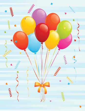 Bunch of balloons and confetti. EPS 8 CMYK with global colors vector illustration. のイラスト素材