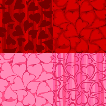 Four different seamless hearts patterns.のイラスト素材