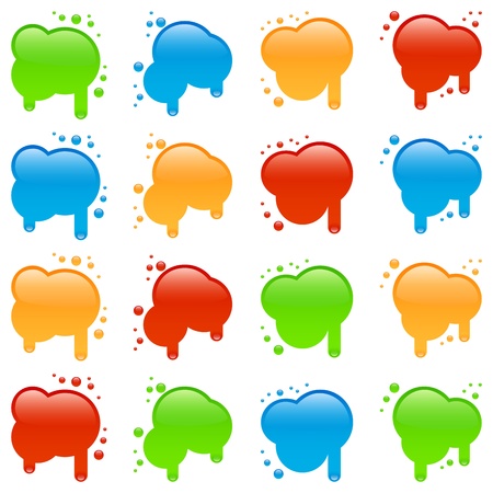Four different shapes of blots in four different colors. のイラスト素材