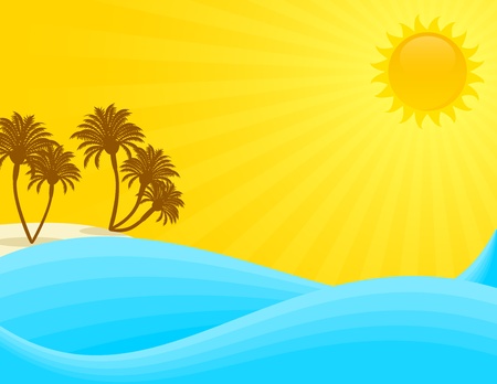 Summer seascape on a sunny day.のイラスト素材