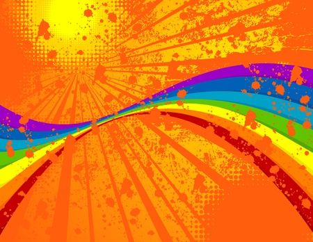Summer grunge background with rainbow. のイラスト素材