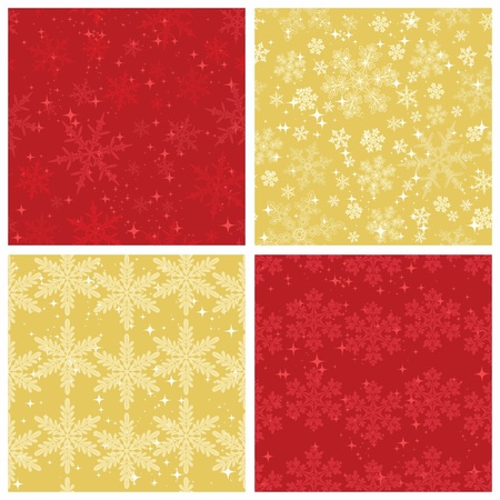 Snowflakes seamless patterns. Red and gold.のイラスト素材