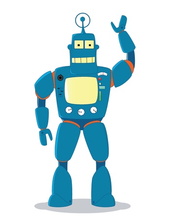  retro friendly blue robot toyのイラスト素材
