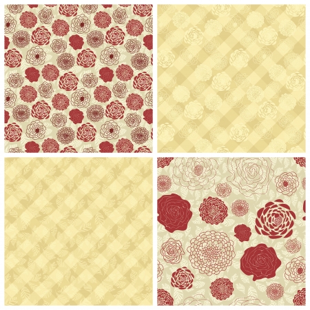 Vintage floral seamless pattern collectionのイラスト素材