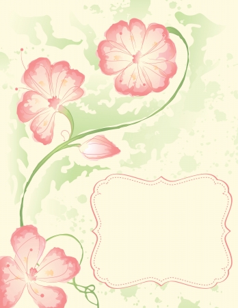 Watercolor branch with a frameのイラスト素材