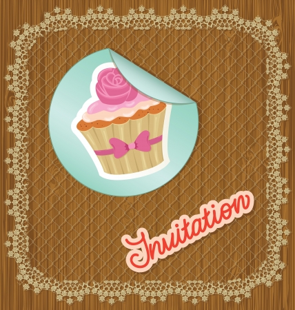 Card with lace and cupcake のイラスト素材