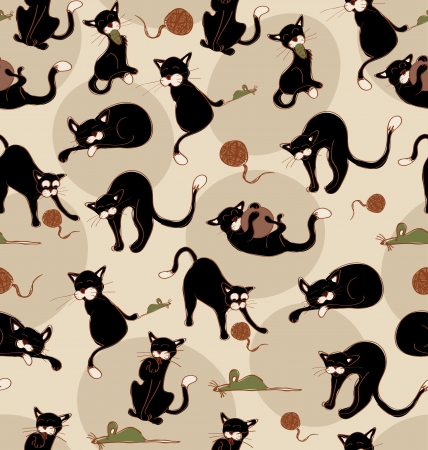 Black cats in acction seamless pattern.のイラスト素材