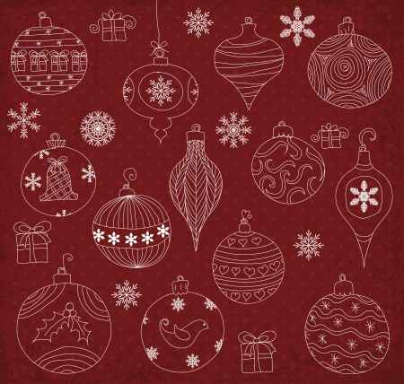 Hand drawn Christmas Ornaments collection.のイラスト素材