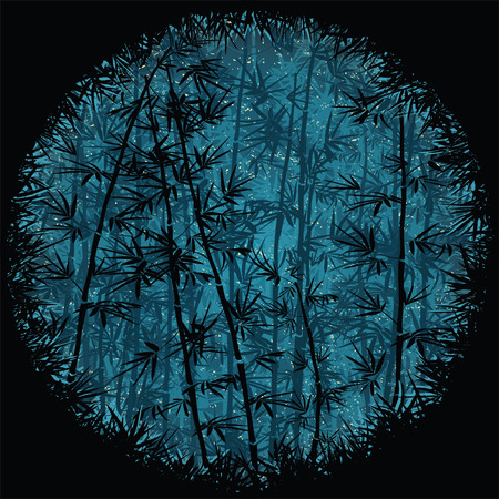 Bamboo forest background at nightのイラスト素材