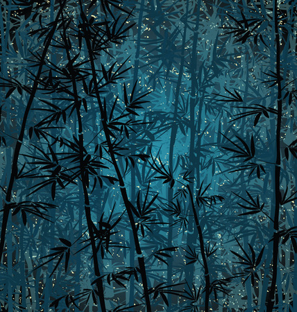 Bamboo forest background at nightのイラスト素材