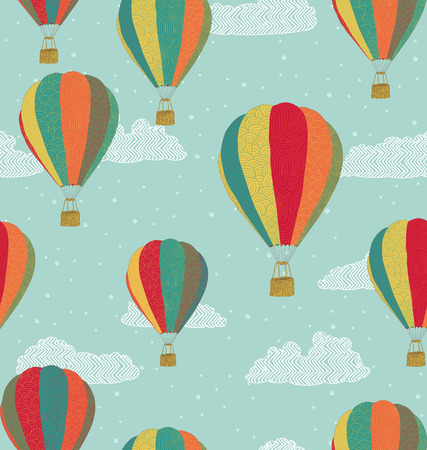 Hot air balloons seamless patternのイラスト素材