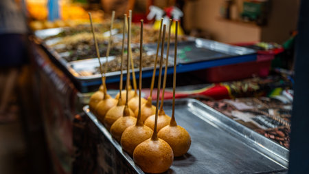 Desserts made from flour with filling Fry in a pan with very hot oil. Until it swells into a...